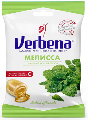 Verbena мелисса карамель леденцовая с начинкой 60 г БАД