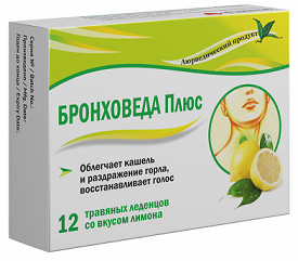 Бронхо Веда Плюс, леденцы со вкусом лимона, 12 шт БАД