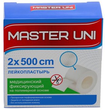 Пластырь Master Uni (Мастер-Юни) медицинский фиксирующий полимерная основа 2см х5м