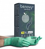 Купить перчатки benovy смотровые нитриловые нестерильные неопудренные текстурные на пальцах размер xs, 100 шт, зеленые в Павлове