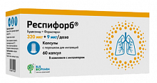 Купить респифорб, набор капсул с порошком для ингаляций, 320 мкг+9 мкг/доза, 60шт в Павлове