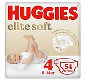 Купить huggies elitesoft (хаггис) подгузники 4, 8-14кг, 54 шт в Павлове