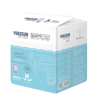Купить yokosun (йокосан) подгузники на липучках для взрослых размер m, 10шт (объем 75-112см) в Павлове