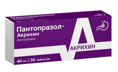 Купить пантопразол-акрихин, таблетки кишечнорастворимые, покрытые пленочной оболочкой 40мг, 30 шт в Павлове