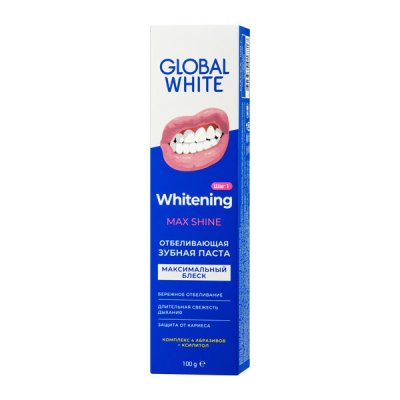 Купить глобал вайт (global white) зубная паста отбеливающая max shine, 100г в Павлове