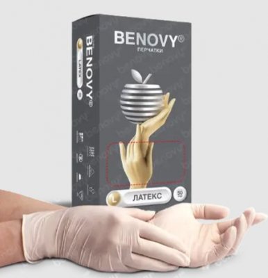 Купить перчатки benovy смотровые латексные нестерильные неопудрен размер l 50 пар в Павлове