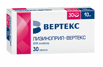 Лизиноприл-Вертекс, таблетки 10мг, 30 шт