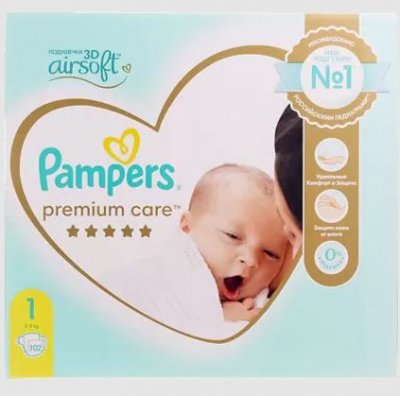 Купить pampers premium care (памперс) подгузники 1 для новорожденных 2-5кг, 102шт в Павлове