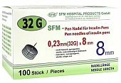 Купить иглы sfm для для инсулиновых инжекторов (пен ручек) 32g (0,23мм х 8мм) 100 шт в Павлове