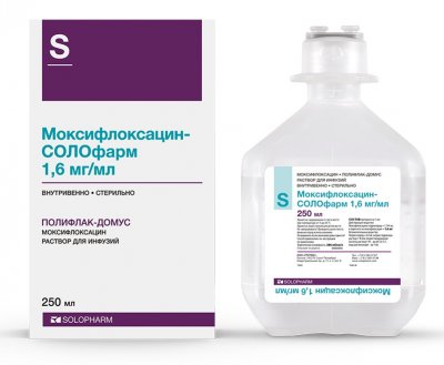 Купить моксифлоксацин-солофарм, раствор для инфузий 1,6мг/мл, флакон 250мл в Павлове