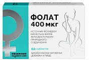 Купить фолат 400 мкг грин сайд (green side), таблетки массой 230 мг, 60 шт бад в Павлове