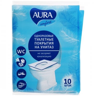 Купить aura (аура) покрытие на сиденье унитаза одноразовое бумажное 10шт в Павлове