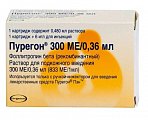 Купить пурегон, раствор для подкожного введения, 300 ме/0.36мл картридж 1шт. в комплекте с иглами стерильными - 6 шт. в Павлове