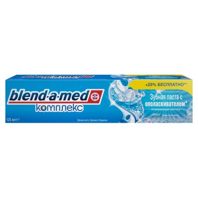 Купить бленд-а-мед (blend a med) зубная паста с ополаскивателем освежающая чистота перечная мята 125мл в Павлове