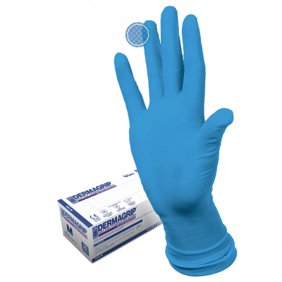 Купить перчатки dermagrip high risk powder free, сверхпрочные синие, размер l, 50 шт в Павлове