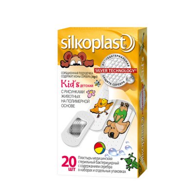 Купить силкопласт (silkoplast) kid's пластырь стерильный бактерицидный гипоаллергенный, 20 шт в Павлове