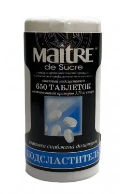 Купить maitre de sucre (мэтр де сукре) подсластитель столовый, таблетки 650шт в Павлове