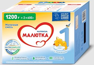 Малютка 1 смесь сухая молочная с рождения, 1200г