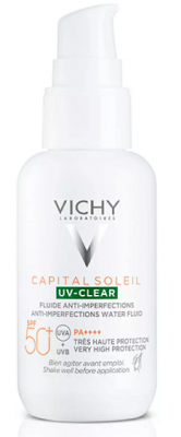 Купить vichy capital soleil (виши) флюид для лица невесомый солнцезащитный против несовершенств uv-clear spf50+, 40 мл в Павлове
