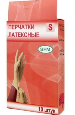 Купить перчатки sfm смотровые нестерильные латексные неопудрен текстурир размер s, 10 штук, натуральные в Павлове