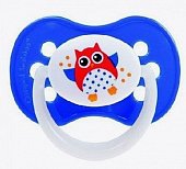 Купить canpol (канпол) пустышка симметричная силиконовая 0-6 месяцев owl голубая 1шт в Павлове