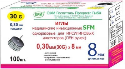 Купить иглы sfm для для инсулиновых инжекторов (пен ручек) 30g (0,30мм х 8мм) 100 шт в Павлове