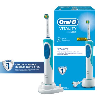 Купить орал-би (oral-b) электрическая зубная щетка vitality d12.513 3d white белый в подарочной упаковке (о в Павлове