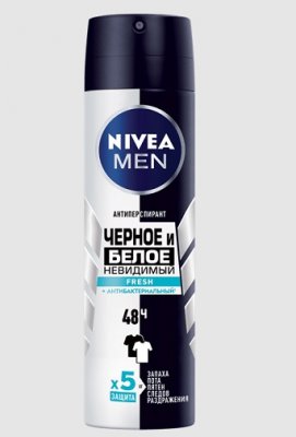 Купить nivea (нивея) для мужчин дезодорант спрей невидимый черное, белое fresh, 150мл в Павлове