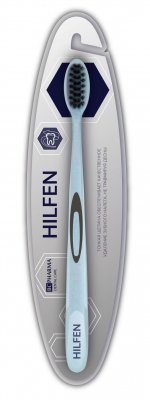 Купить хелфен (hilfen) зубная щетка средней жесткости черная щетина голубая, 1шт в Павлове