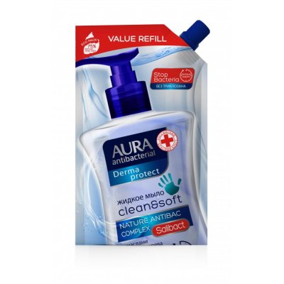 Купить aura (аура) дерма протект крем-мыло антибактериальное протект+ 500мл в Павлове