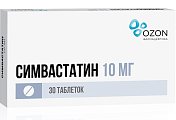 Купить симвастатин-озон, таблетки, покрытые пленочной оболочкой 10мг, 30 шт в Павлове