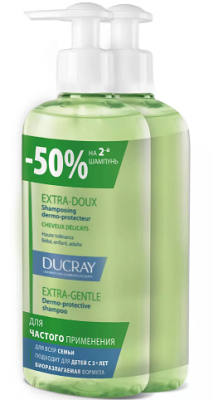 Купить дюкре экстра-ду (ducray extra-doux) шампунь защитный для частого применения 400мл 2шт (-50% на второй продукт) в Павлове