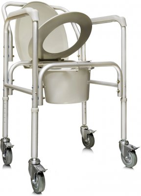 Купить кресло-туалет алюминевое со спинкой, с колесами amcb6809 в Павлове