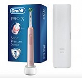 Купить oral-b (орал-би) электрическая зубная щетка pro 3 тип 3772 crossaction розовая+ зарядное устройство 3757 +чехол в Павлове