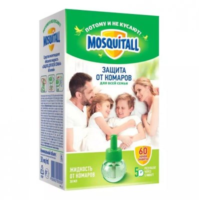 Купить mosquitall (москитолл) защита для взрослых жидкость к фумигатору 60ночей 30 мл в Павлове
