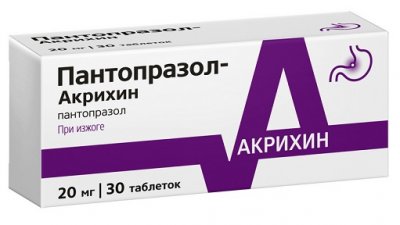 Купить пантопразол-акрихин, таблетки кишечнорастворимые, покрытые пленочной оболочкой 20мг, 30 шт в Павлове