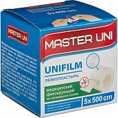 Купить пластырь master uni (мастер-юни) юнифилм полимерная основа 5х500см, 1 шт в Павлове