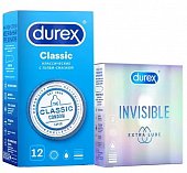 Купить durex (дюрекс) набор: презервативы classic, 12шт + invisible extra lube, 3шт в Павлове