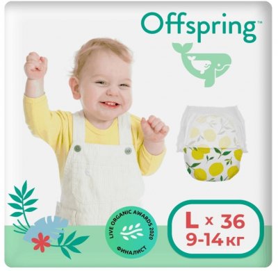 Купить offspring (оффспринг) подгузники-трусики детские размер l, 9-14 кг 36 шт лимоны в Павлове