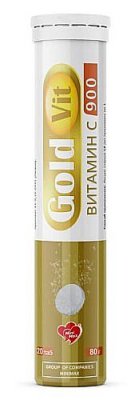 Купить gold vit (голд вит) витамин с 900, таблетки шипучие 4г, 20 шт бад в Павлове