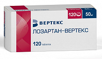 Купить лозартан-вертекс, таблетки покрытые пленочной оболочкой 50 мг, 120 шт в Павлове