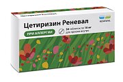 Купить цетиризин реневал, таблетки, покрытые пленочной оболочкой, 10 мг, 30шт от аллергии в Павлове