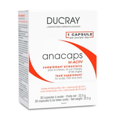 Купить дюкрэ анакапс (ducray аnacaps) три-актив для волос и кожи головы капсулы 30 шт бад в Павлове