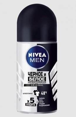 Купить nivea (нивея) для мужчин дезодорант шариковый невидимый черное и белое original, 50мл в Павлове