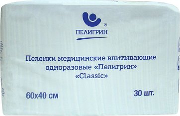 Пелигрин, пеленки Классик 40х60см, 30 шт