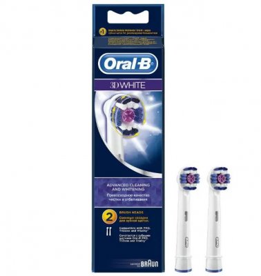 Купить oral-b (орал-би) насадки для электрических зубных щеток, насадка 3d white отбеливающие 2 шт в Павлове