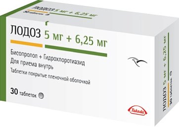 Лодоз, таблетки, покрытые оболочкой 5мг+6,25мг, 30 шт