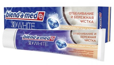 Купить бленд-а-мед (blend a med)зубная паста 3d вайт отбеливание и бережная чистка с кокосовым маслом 100мл в Павлове