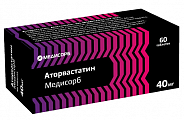 Купить аторвастатин медисорб, таблетки покрытые пленочной оболочкой 40 мг, 60 шт в Павлове