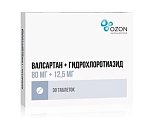 Купить валсартан+гидрохлоротиазид, таблетки, покрытые пленочной оболочкой 80мг+12,5мг, 30 шт в Павлове